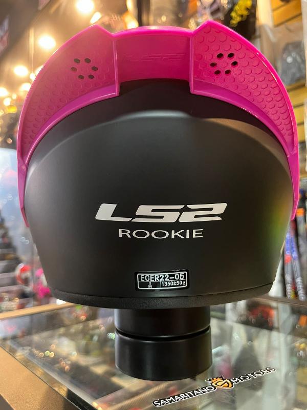 Foto adicional de CASCO INTEGRAL LS2 ROOKIE NS352 NEGRO MATE ALERON ROSADO 